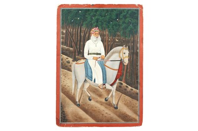 Lot 286 - A LARGE EQUESTRIAN PORTRAIT OF MAHARAJA FATEH SINGH OF MEWAR (r. 1884-1921)