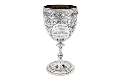 Lot 541 - Agricultural interest – A Victorian provincial sterling silver trophy cup, Exeter 1877 by Josiah Williams & Co
