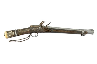 Lot 127 - λ A KHATAMKARI-INLAID AND LEATHER-LINED BLUNDERBUSS