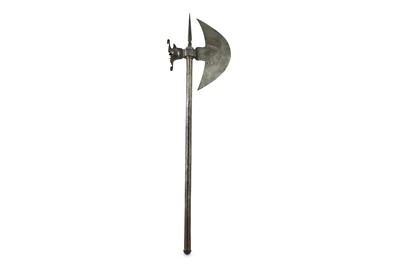 Lot 342 - A QAJAR STEEL AXE (TABARZIN)