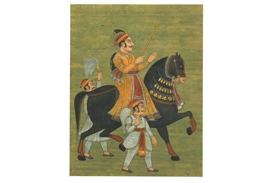 Lot 285 - AN EQUESTRIAN PORTRAIT OF A RAJPUT NOBLEMAN