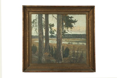Lot 448 - MAX DEGEBROTH Trees in a landscape oil on...