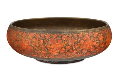 Lot 299 - A KASHMIRI LACQUERED BRASS BOWL