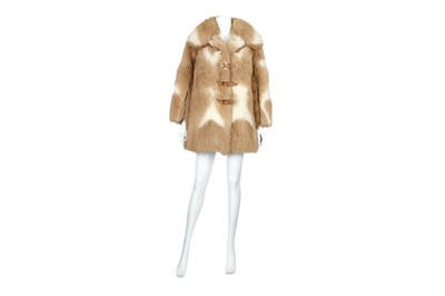 Lot 227 - Gucci Nude and Beige Lamb Fur Coat with Buckles