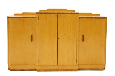 Lot 26 - EPSTEIN: AN ART DECO BIRD'S EYE MAPLE BREAK FRONT SIDEBOARD