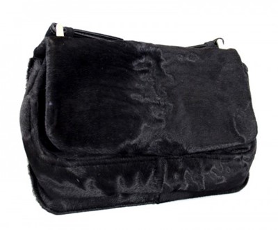 Lot 453 - Vintage Prada Black Lamb Fur Shoulder Bag