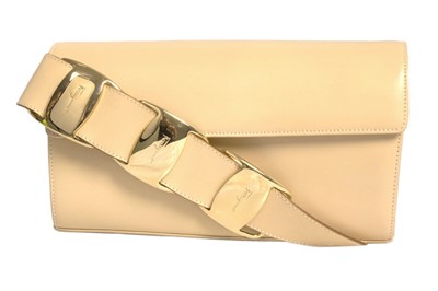 Lot 220 - Salvatore Ferragamo Beige Leather Shoulder Bag