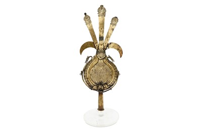 Lot 248 - AN ENGRAVED BRASS 'ALAM (PROCESSIONAL STANDARD)