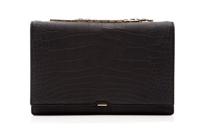 Lot 315 - Victoria Beckham Navy Matte Crocodile Chain Bag