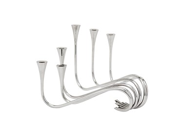 Lot 278 - A mid-20th century Danish sterling silver modernist "Bolgeslag" The Waves candelabra, Copenhagen 1959 designed by Ibi Trier Mørch (1910-80) for Anton Michelsen