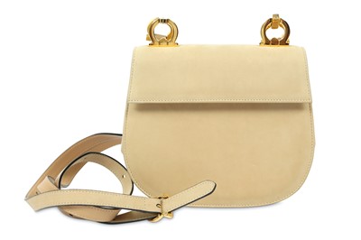 Lot 221 - Salvatore Ferragamo Vintage Beige Suede Saddle Bag
