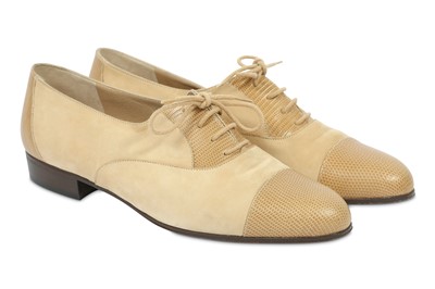 Lot 222 - Salvatore Ferragamo Beige Suede Shoes - size 7.5