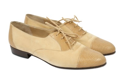 Lot 223 - Salvatore Ferragamo Beige Suede Shoes - size 7.5