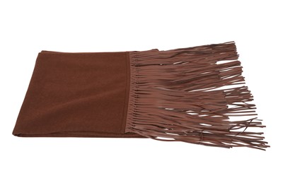 Lot 279 - Hermes Brown Cashmere Fringed Scarf