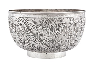 Lot 169 - A late 19th century Chinese export silver fruit bowl, Canton circa 1899, retailed by Wang Hing