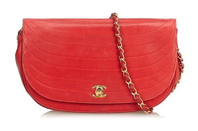 Lot 241 - Chanel Red Half Moon Flap Bag