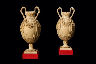 Lot 8 - A FINE PAIR OF 19TH CENTURY DIEPPE IVORY VASES...