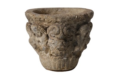Lot 39 - AN EARLY MEDIEVAL CARVED STONE MORTAR, PROBABLY 13TH / 14TH CENTURY FRENCH