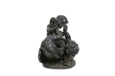 Lot 49 - AN 18TH CENTURY FRENCH LEAD MODEL OF TWO PUTTI...