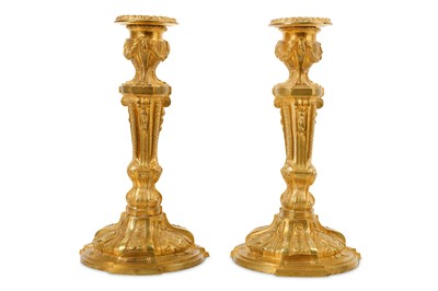 Lot 85 - A PAIR OF LATE 19TH CENTURY FRENCH GILT BRONZE...