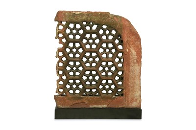 Lot 212 - A FRAGMENT OF RED SANDSTONE JALI