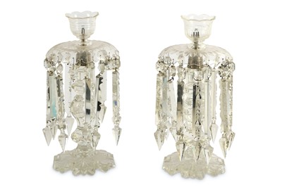 Lot 195 - A pair of late Victorian clear glass table...