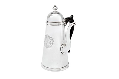 Lot 504 - A Queen Anne Britannia standard silver right angle coffee pot, London 1713 by Simon Pantin I (reg.  23rd June 1701)