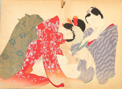 Lot 668 - TWO JAPANESE ALBUMS OF SHUNGA PRINTS.