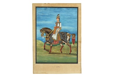 Lot 279 - AN EQUESTRIAN PORTRAIT OF A LUCKNOW NAWAB