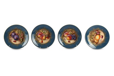 Lot 168 - A set of four Royal Worcester fruit painted...