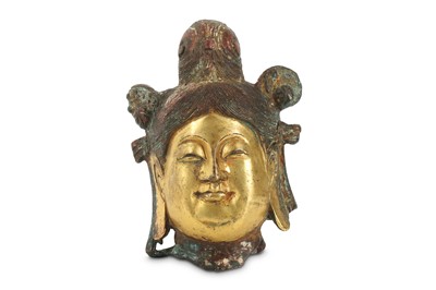 Lot 400 - A CHINESE GILT-BRONZE HEAD.