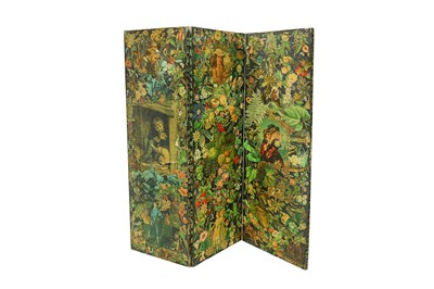 Lot 301 - A Victorian decoupage three fold screen,...