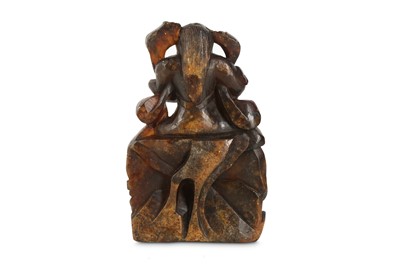 Lot 64 - A CHINESE SOAPSTONE CARVING OF XUANWU.