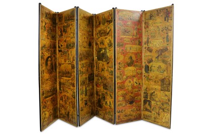 Lot 305 - An unusually large Victorian decoupage six...