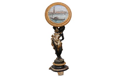 Lot 203 - AN UNUSUAL 19TH CENTURY VENETIAN BLACKAMOOR AND MICROMOSAIC TILT TOP TABLE