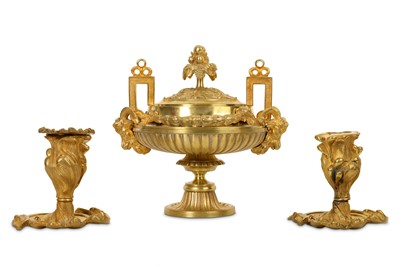 Lot 272 - A LATE 19TH CENTURY FRENCH GILT BRONZE URN AND...