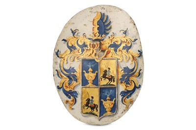 Lot 9 - A MID 18TH CENTURY GERMAN OR DUTCH PAINTED...