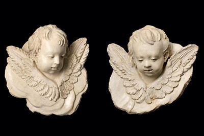 Lot 28 - A PAIR OF VENETIAN MARMORINO PLASTER HEADS OF...