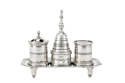 Lot 252 - A Ferdinand VII early 19th century Spanish silver inkstand, Madrid 1816 by Mo over FRZ (untraced)