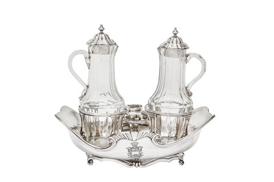 Lot 257 - A Louis XV French silver oil and vinegar cruet, Paris 1752, by Jacques Besnier for Nicholas Besnier (1686–1754, reg. 6th Feb 1717)