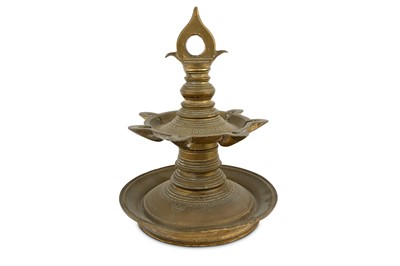 Lot 218 - AN INDIAN BRASS HANGING OIL LAMP
