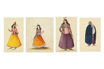 Lot 139 - *FOUR WATERCOLOURS OF QAJAR MAIDENS