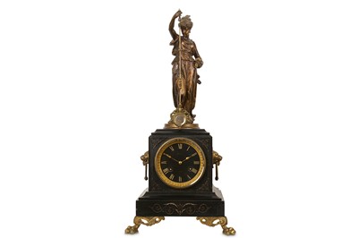 Lot 121 - A LATE 19TH CENTURY FRENCH SPELTER FIGURAL MYSTERY CLOCK ATTRIBUTED TO GUILMET