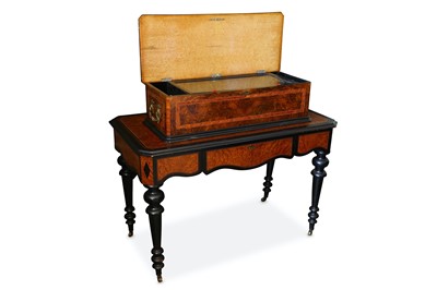 Lot 118 - A RARE AND LARGE NTERCHANGABLE MUSICAL BOX ON ORIGINAL STAND BY MOJON MANGER, GENEVA