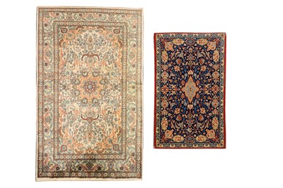 Lot 61 - AN EXTREMELY FINE PART SILK ISFAHAN RUG & VERY FINE CHINESE SILK RUG