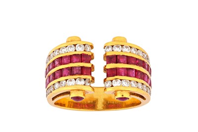 Lot 55 - A ruby and diamond dress ring