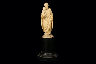 Lot 32 - A 19TH CENTURY DIEPPE IVORY FIGURE OF JOSEPH...
