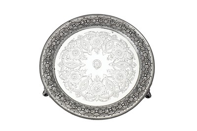 Lot 491 - A Victorian sterling silver salver, Sheffield 1864 by Thomas Bradbury & Sons