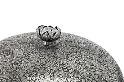 Lot 296 - An early 20th century Anglo – Indian Raj unmarked silver muffin dish, Kashmir circa 1920