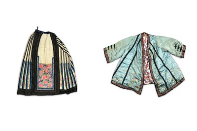Lot 247 - An antique Chinese silk skirt, with hand...